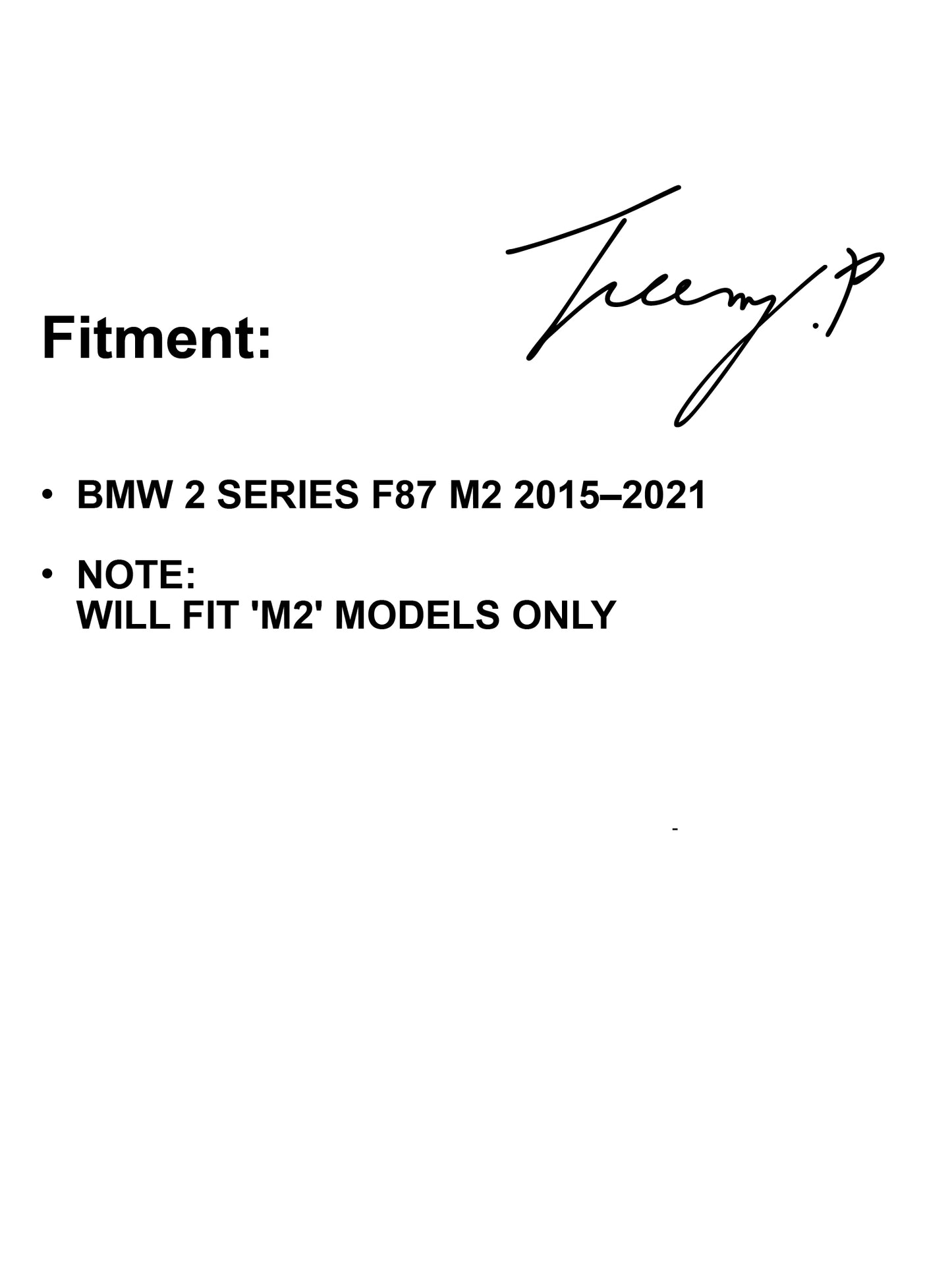 Gloss black 3-piece MTC-style rear diffuser splitter valance installed on a 2015-2020 BMW M2 (F87)