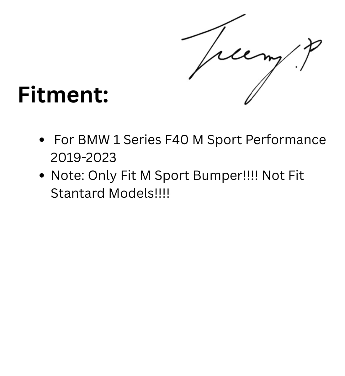 BMW 1 SERIES F40 2019 - 2023 BLACK FRONT SPLITTER SPOILER BODYKIT