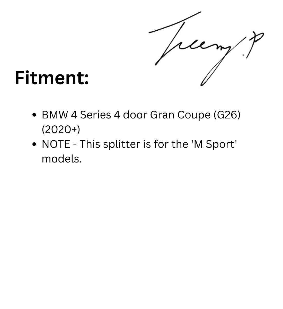 BMW 4 Series G26 (2021+) Gran Coupe M Sport Black Front Splitter Spoiler Lip