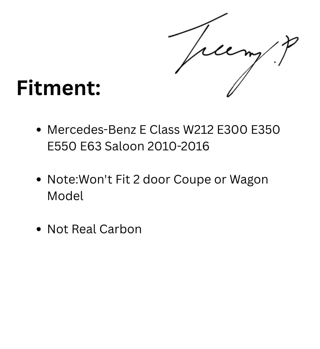 Mercedes E-Class E63 AMG W212 (2010–2016) Gloss Carbon Effect Rear Spoiler Boot Lip RT Style ABS