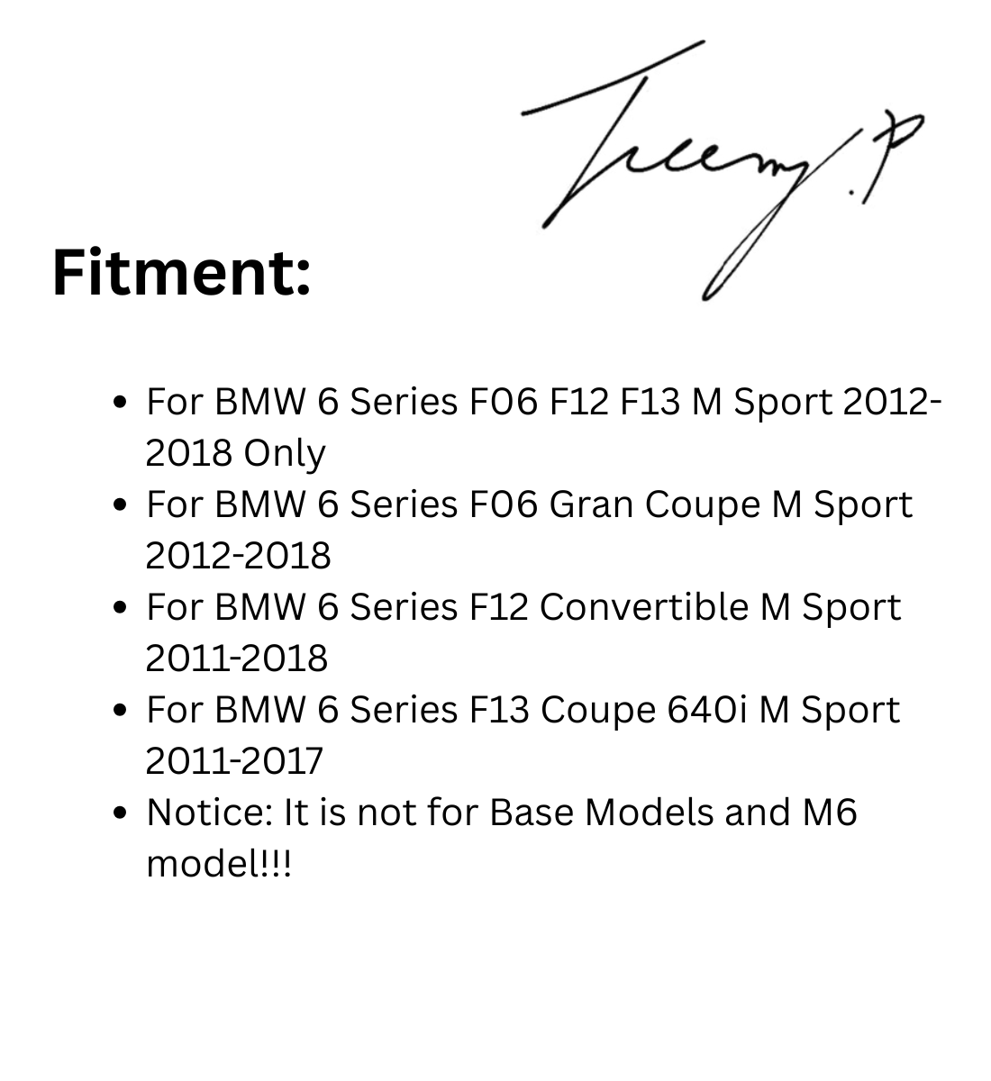 BMW 6 Series F06 F12 F13 M Sport (2012-2018) Gloss Carbon Effect Rear Bumper Diffuser