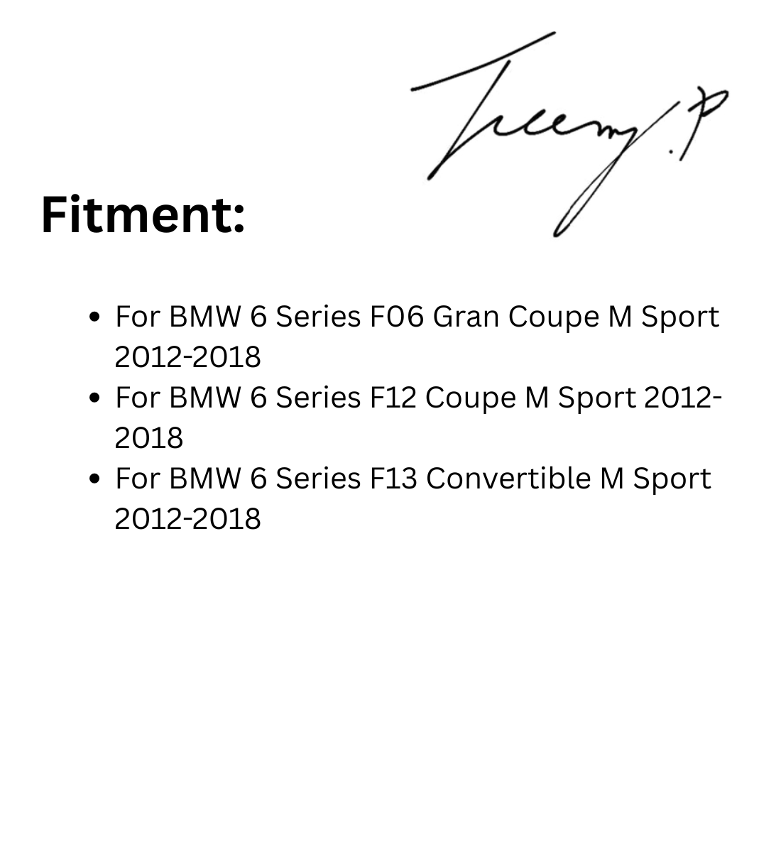 BMW 6 Series F06 F12 F13 M Sport (2012-2018) Gloss Black Front Bumper Lip Splitter