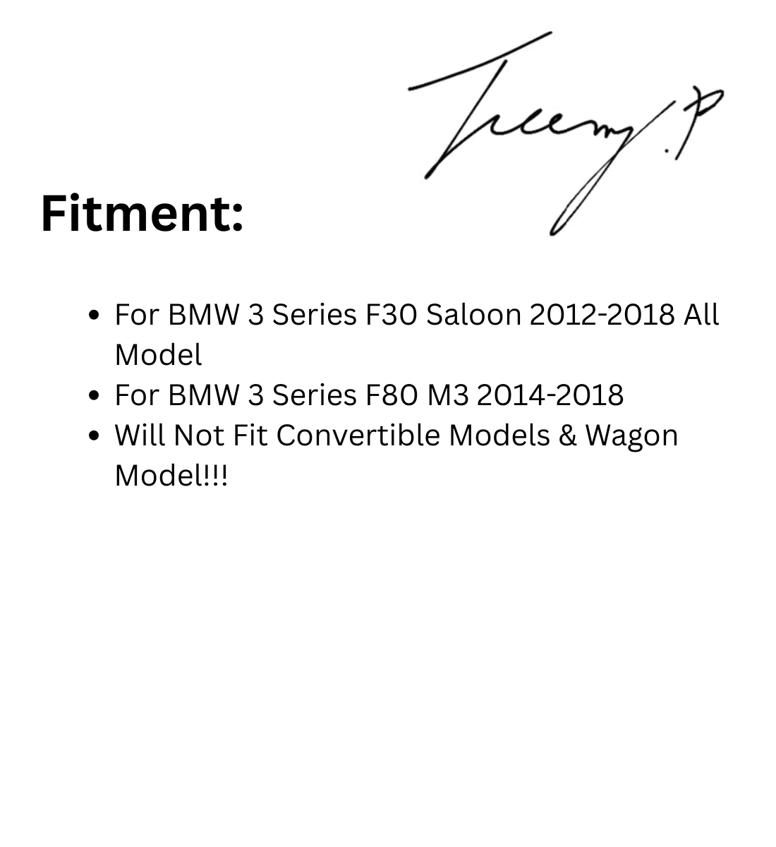 BMW 3 Series F30/F80 M Performance (2012–2018) PSM Style Gloss Black Rear Boot Spoiler