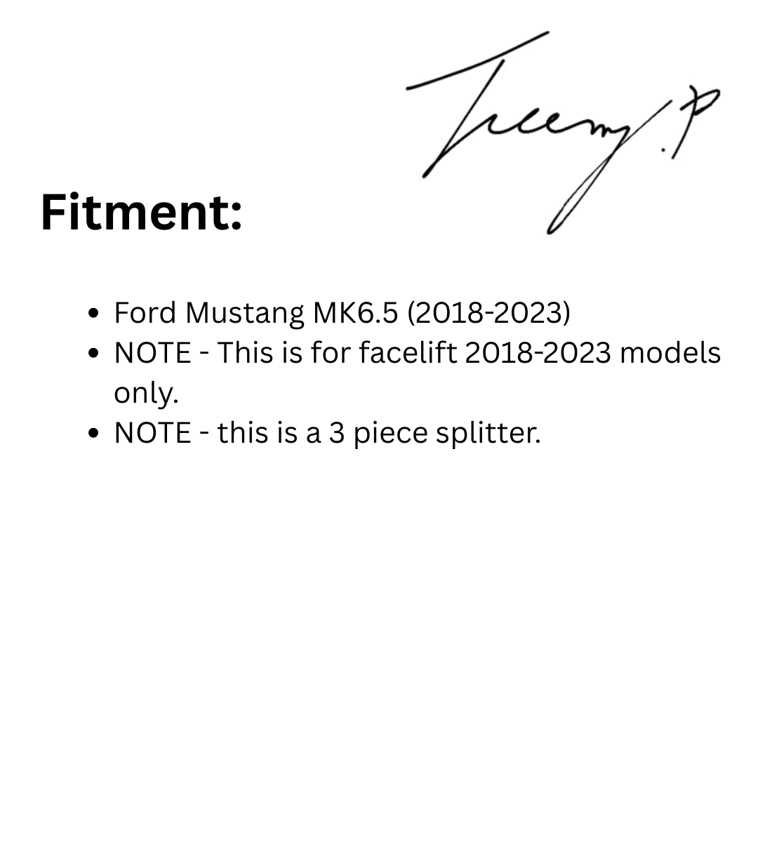 Ford Mustang MK6.5 (2018–2023) Gloss Black Front Splitter Spoiler Lip Body Wing