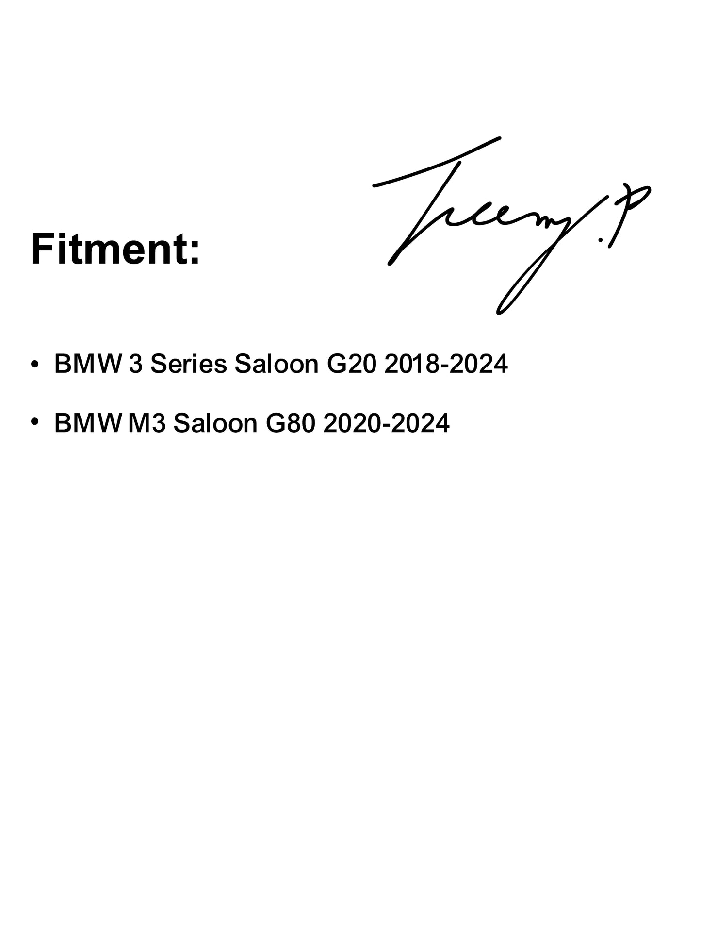 Gloss black V-style rear boot spoiler lip wing installed on a 2018-2023 BMW 3 Series / M3 G20 / G80