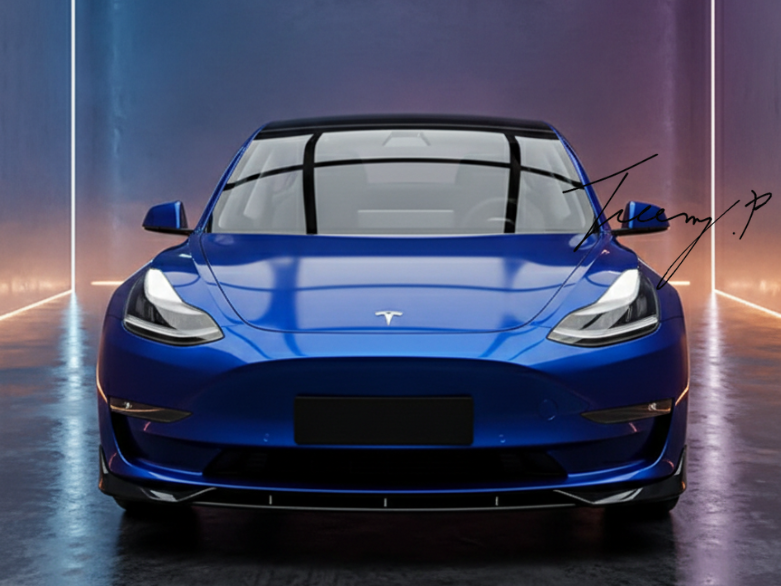 Tesla Model 3 (2023+) 4-Piece Gloss Black Front Lip Spoiler