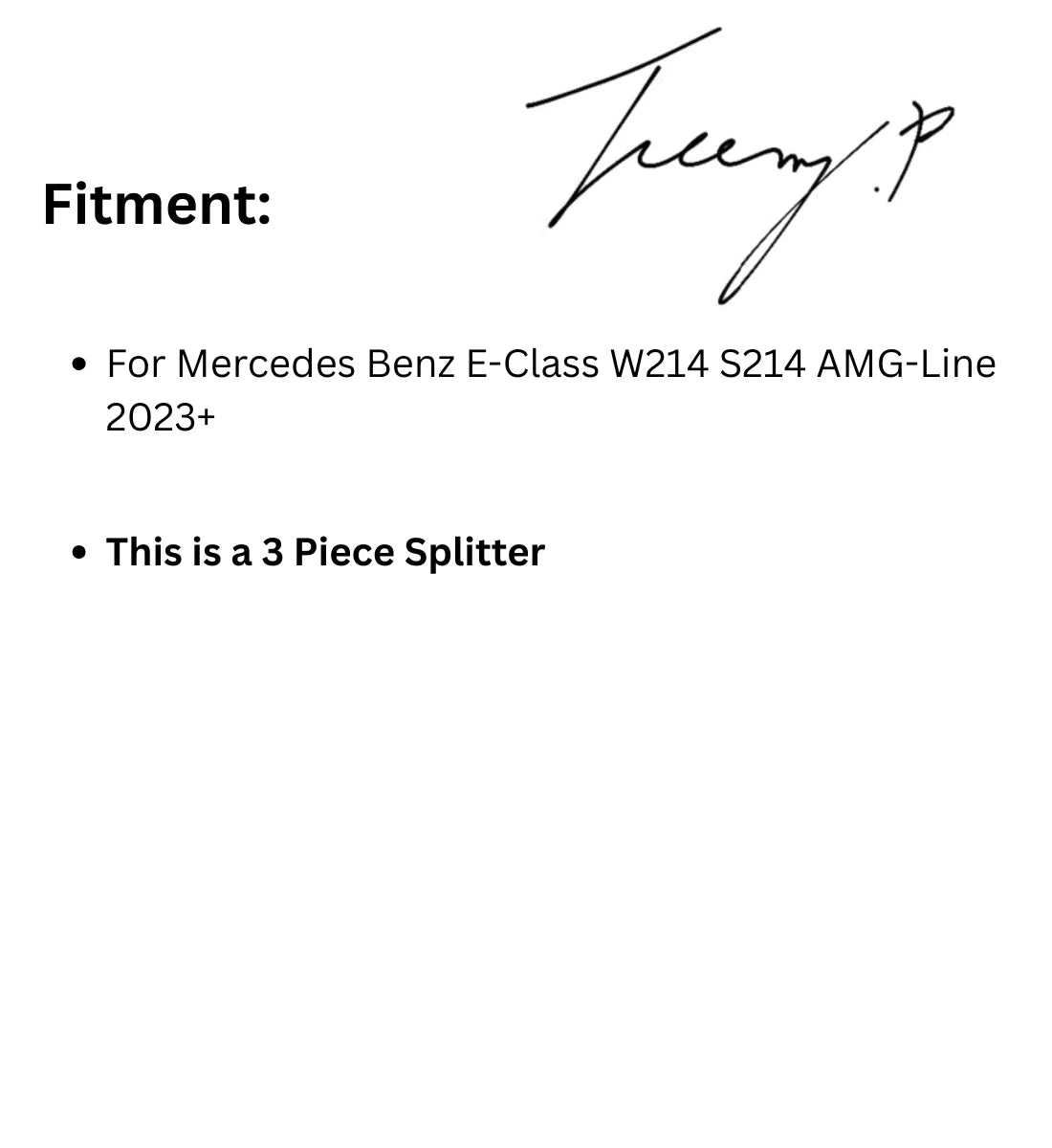 Mercedes E-Class W214 AMG Gloss Black Front Splitter Lip Bumper Spoiler (2023+)