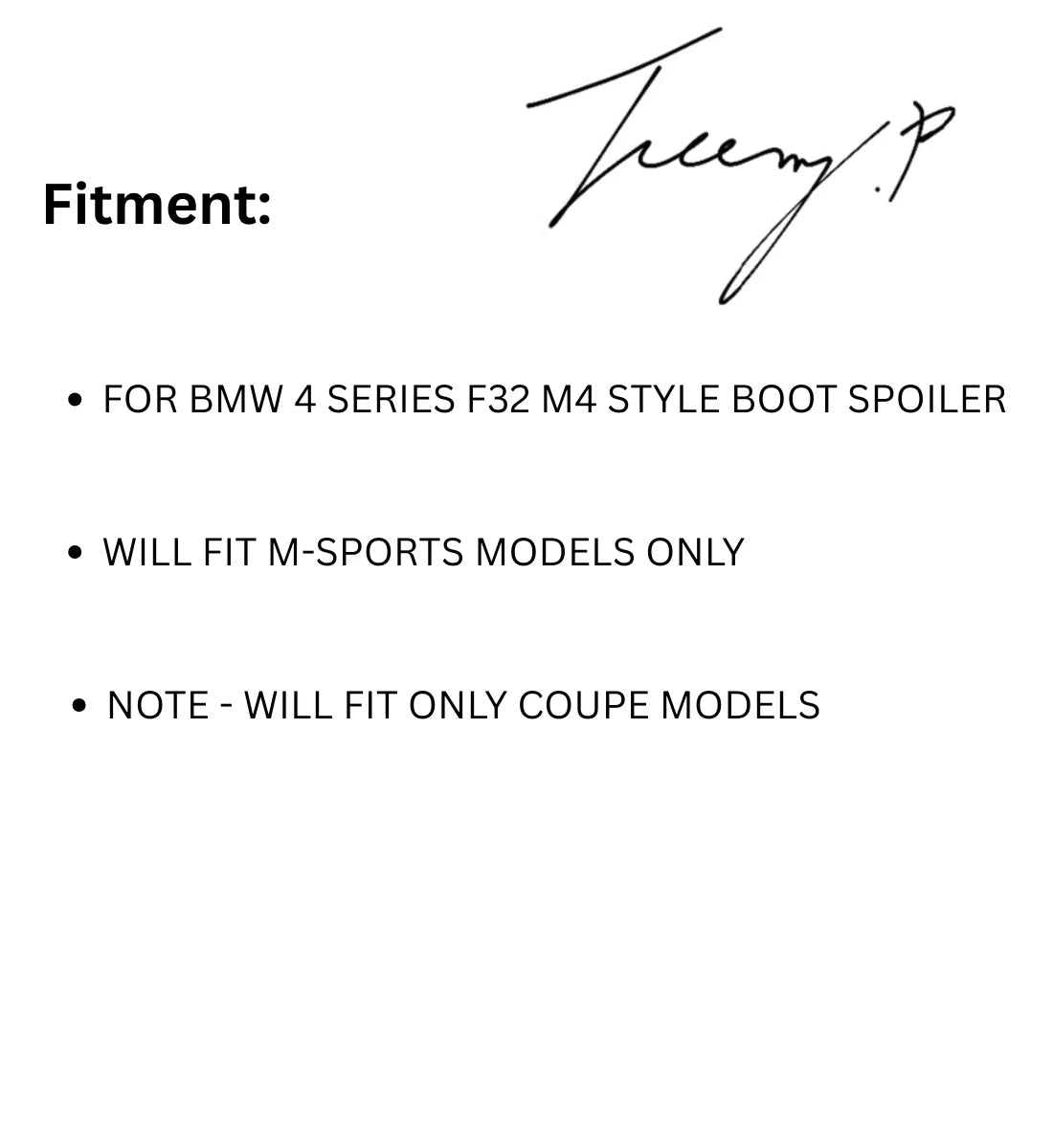 BMW 4 Series F32 (2013-2020) Coupe Gloss Black M4 Style Rear Boot Spoiler