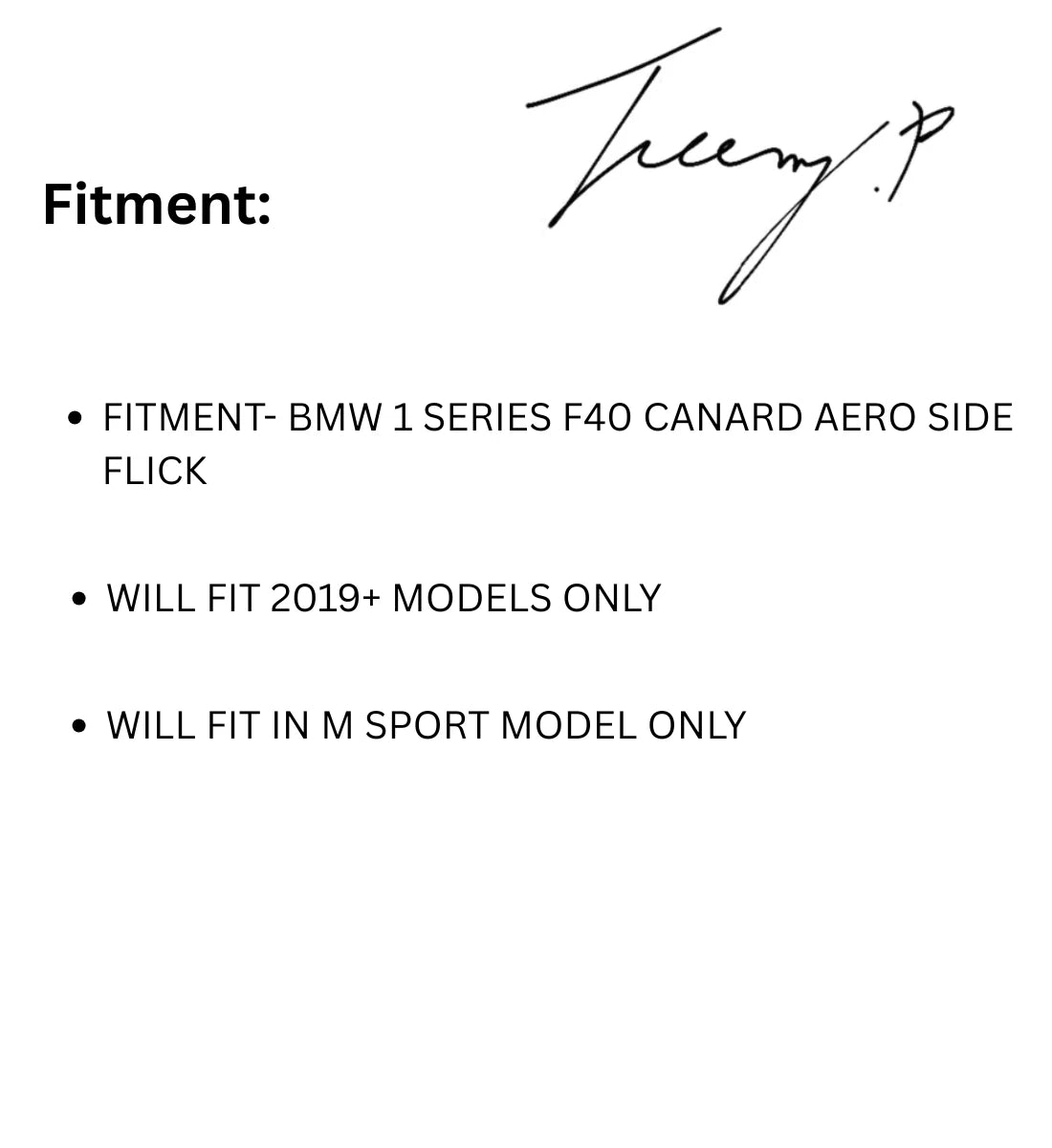 BMW 1 Series F40 (2019+) M135i Gloss Black MP Style Canard Aero Side Blades Flicks