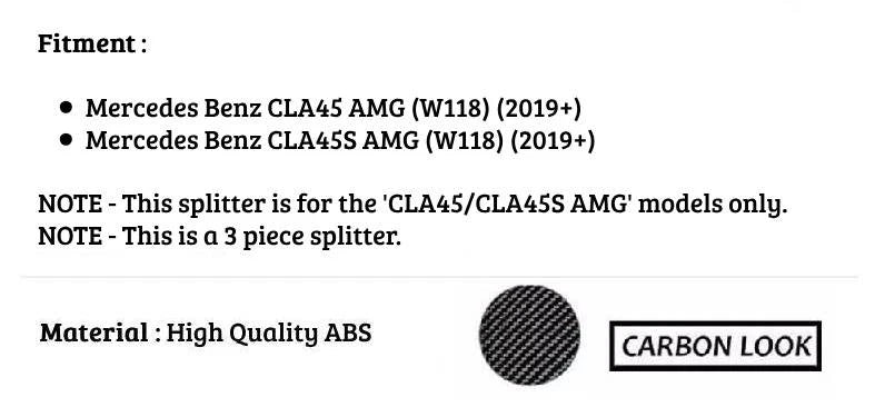 Mercedes CLA Class W117/C117 CLA45 AMG Line (2019+) Carbon effect Front Lip Splitter