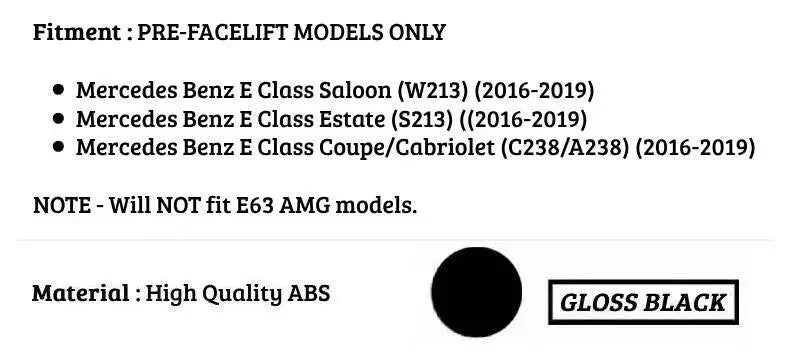 Gloss Black Panamericana GT Style Front Grille for Mercedes E Class W213 (2016-2020)