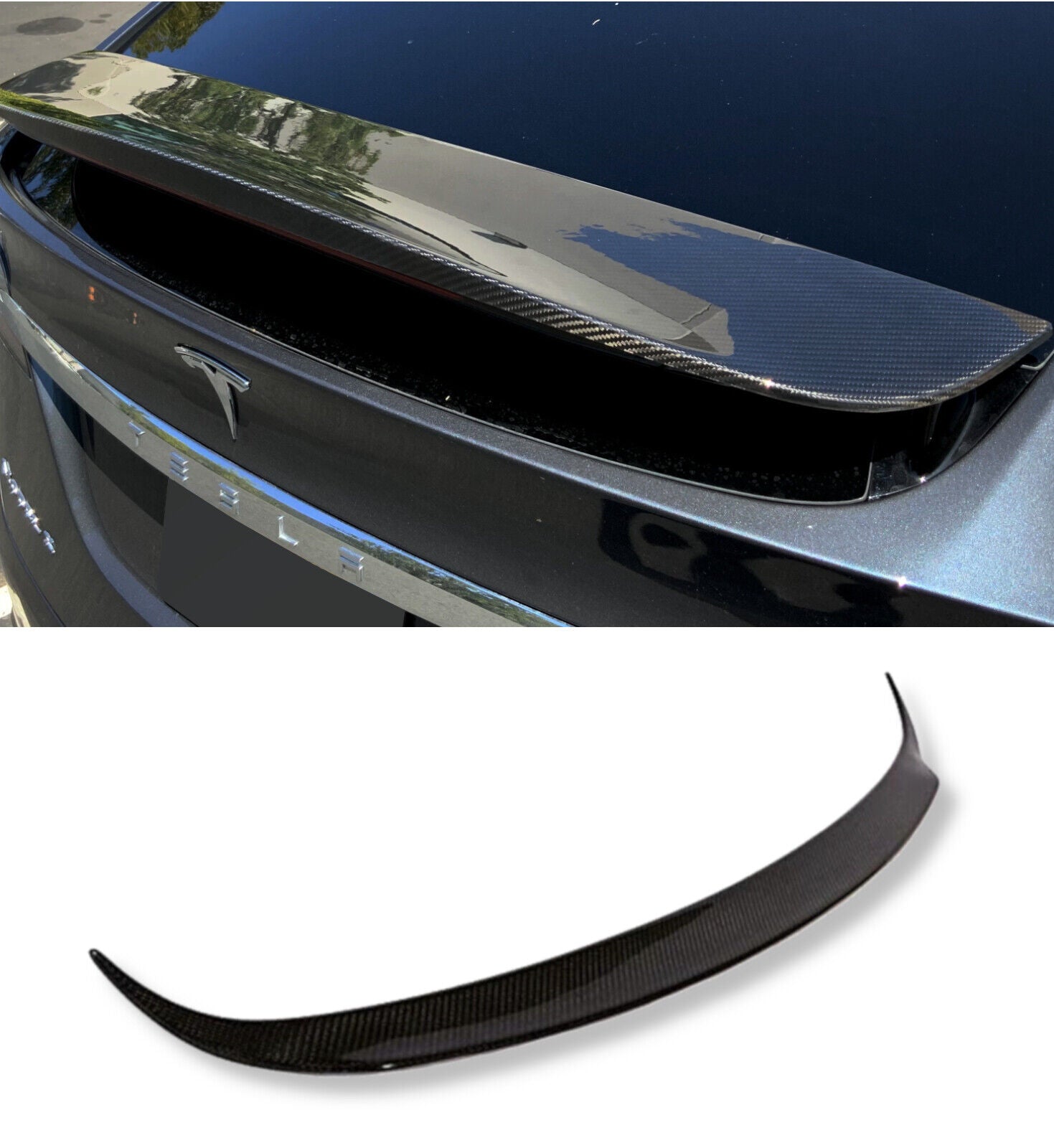 Carbon Fiber Rear Bumper Trunk Boot Lid Lip Spoiler for Tesla Model X (2016+)