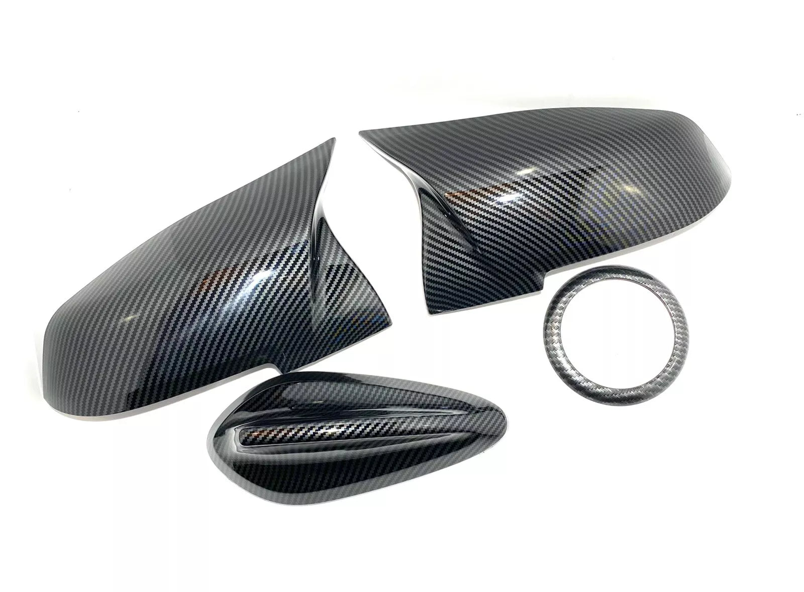 Carbon Effect Mirror Cover & Shark Fin Badge Surround