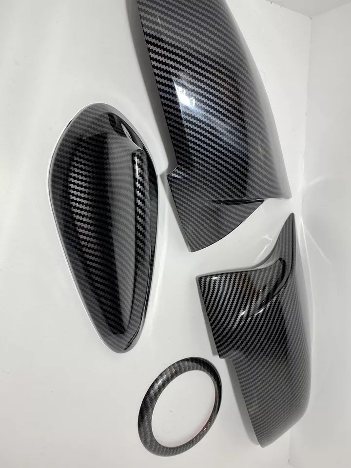 Carbon Effect Mirror Cover & Shark Fin Badge Surround