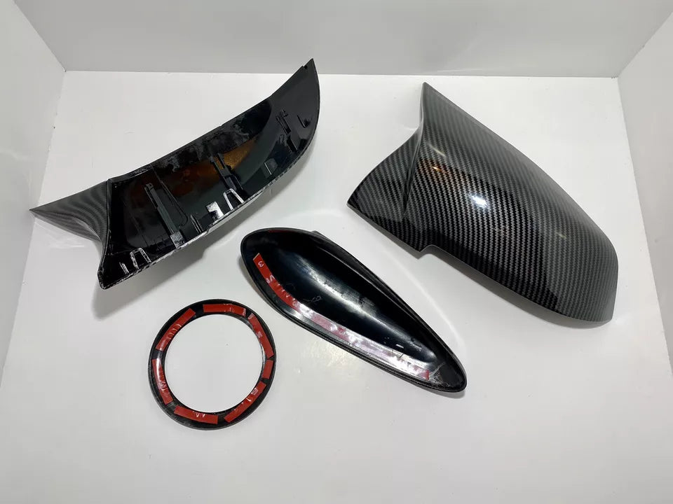 Carbon Effect Mirror Cover & Shark Fin Badge Surround