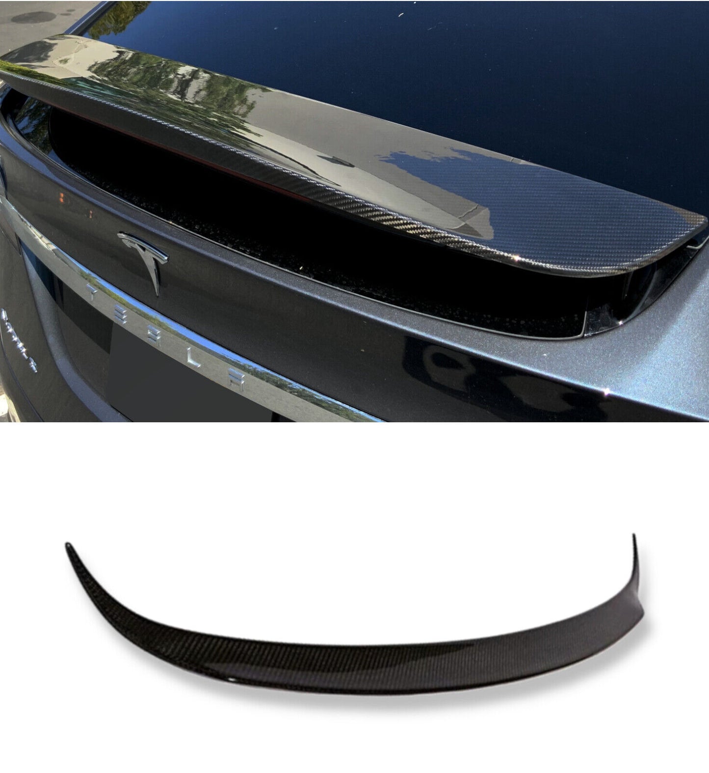 Carbon Fiber Rear Bumper Trunk Boot Lid Lip Spoiler for Tesla Model X (2016+)