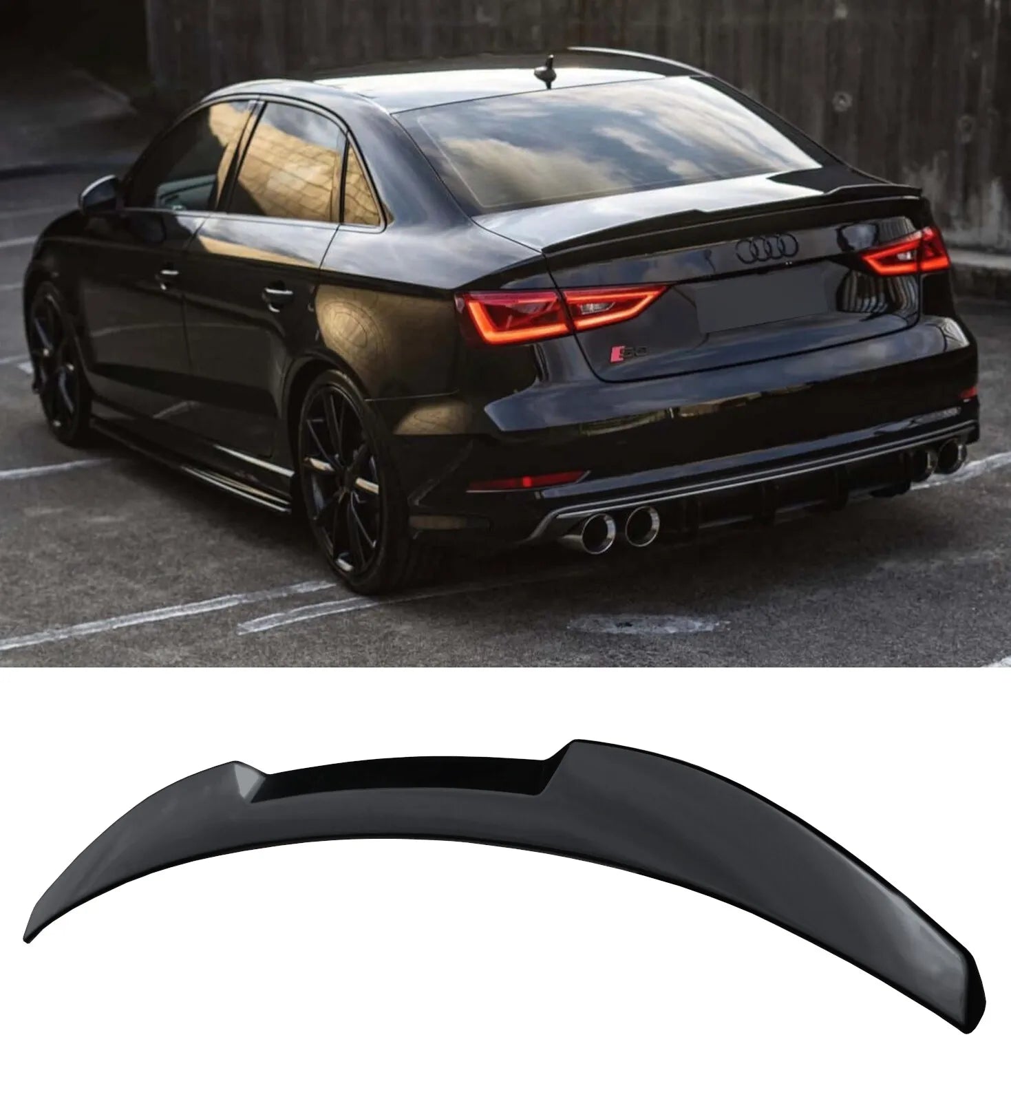 Audi A3 8V Saloon Rear Boot Trunk Spoiler V Style Gloss Black (2013-2020)