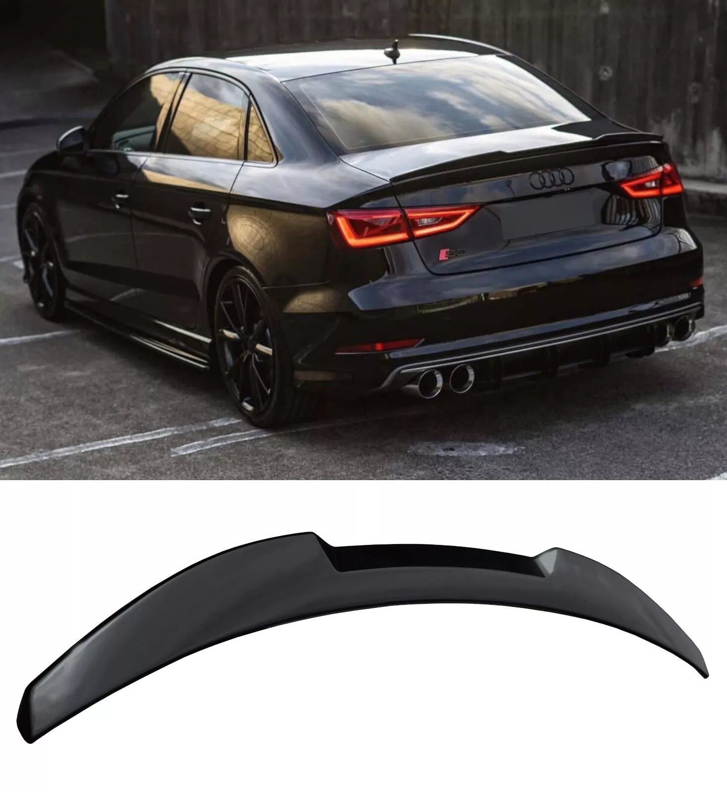 Audi A3 8V Saloon Rear Boot Trunk Spoiler V Style Gloss Black (2013-2020)