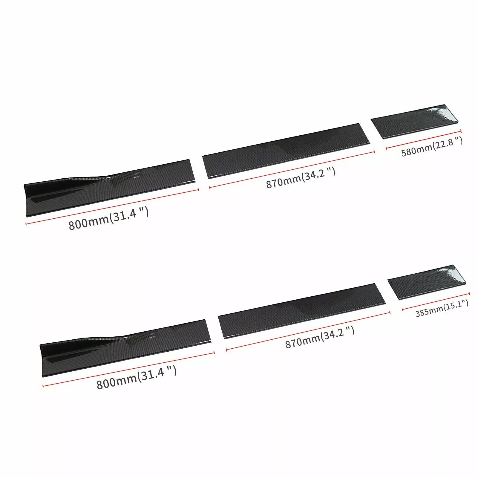 Carbon Fiber Side Skirts Extension Lip Splitter Spoiler Kit for Tesla Model 3