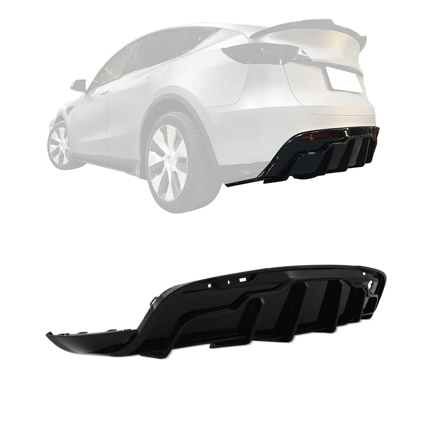 Gloss Black Rear Diffuser Splitter Lip Chin Aero Spoiler for Tesla Model Y (2019+)