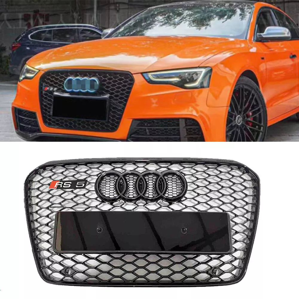 Audi RS5 8T (2012-2015) RS Look Honeycomb Radiator Bumper Grille in Gloss Black