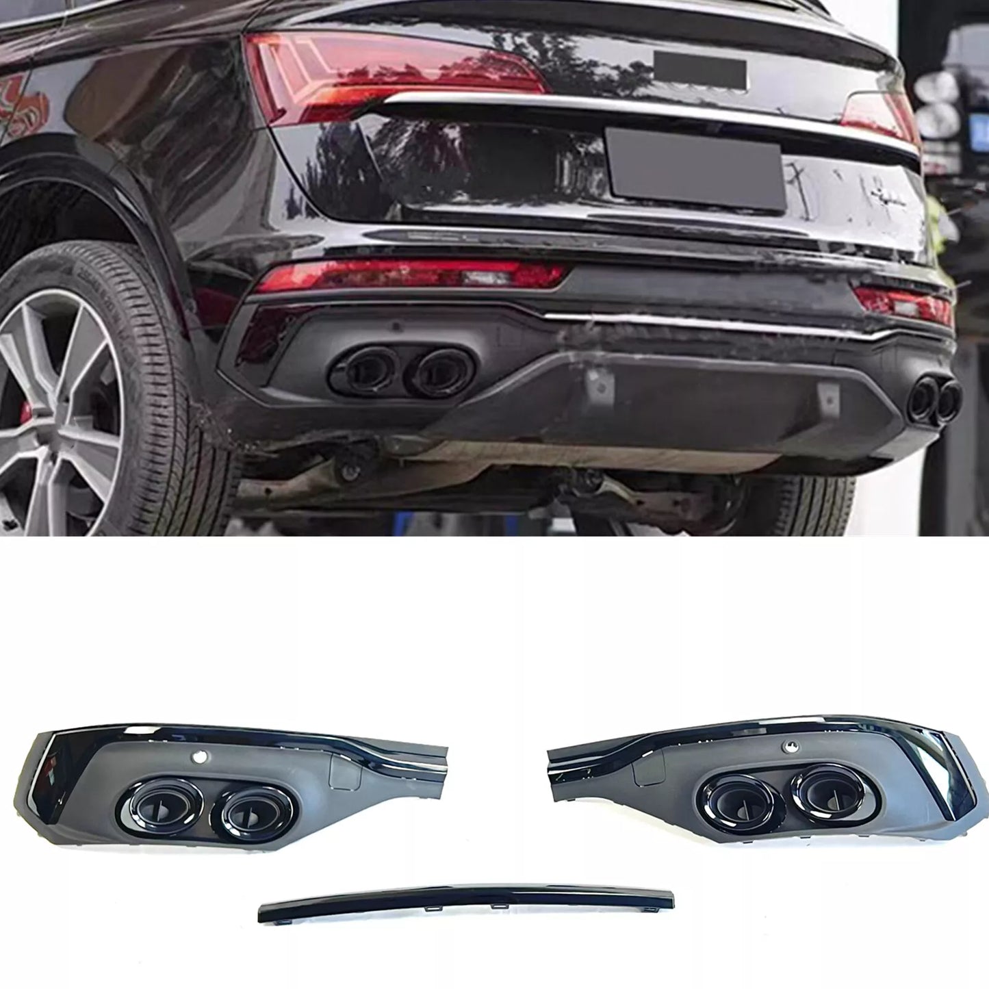 Audi Q5 FYT S Line Sportback (2021) 3-Piece Rear Bumper Diffuser Lip - SQ5 Style