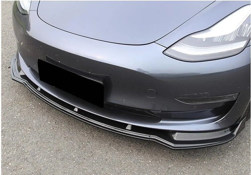 Front Bumper Splitter Lip with Carbon Fibre Look for Tesla Model 3