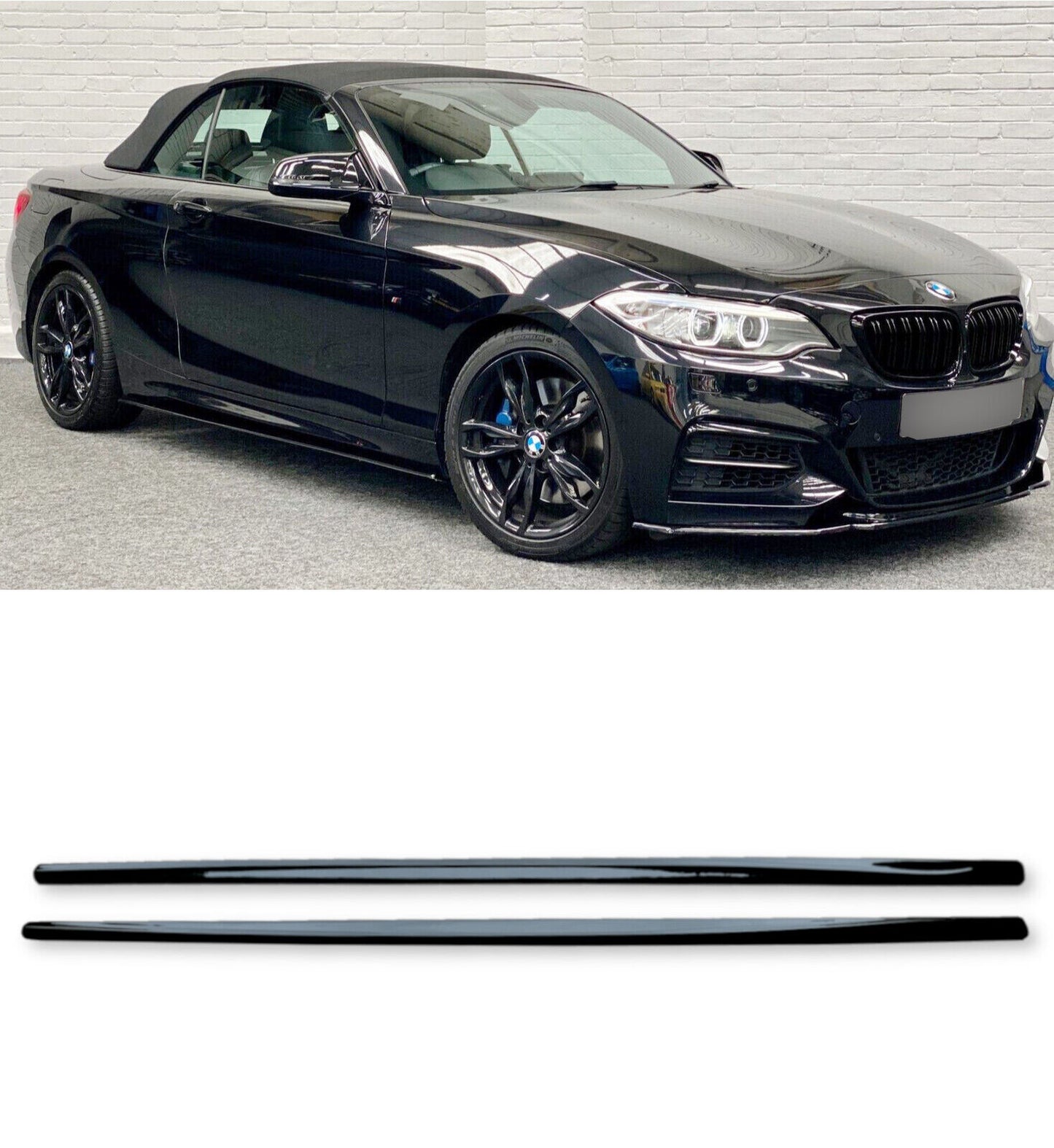  GLOSS BLACK SIDE BLADES EXTENSION M PERFORMANCE FOR BMW 1 2 SERIES F20/21 F22/23