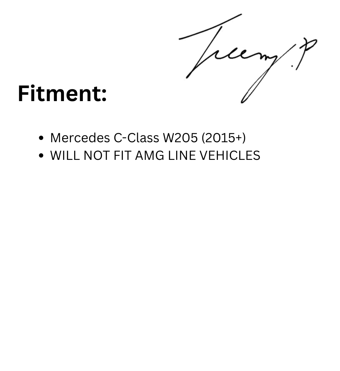 Mercedes C-Class W205 (2015+) C63 Look Gloss Black Rear Diffuser Tail Pipe Non-AMG