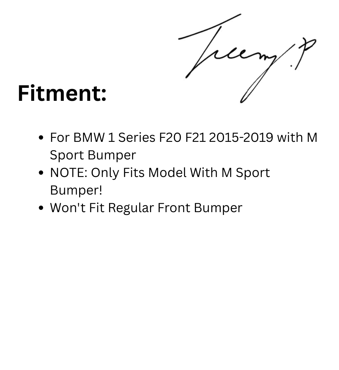 Front lip splitter spoiler body kit installed on a 2015-2018 BMW 1 Series M Sport LCI F20 / F21