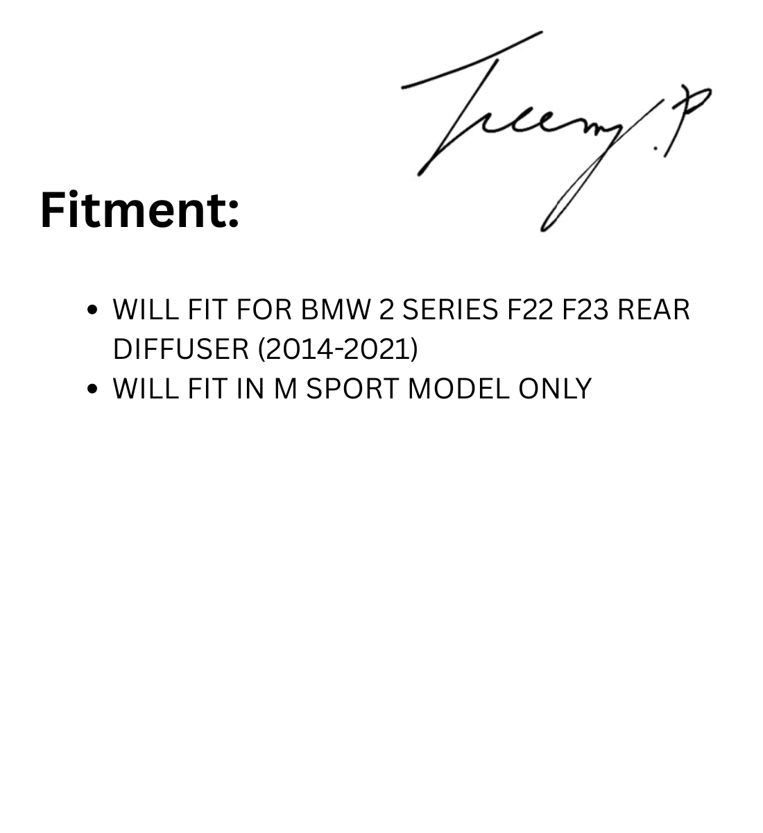 BMW F22 F23 2 Series (2014-2021) M Sport Quad Rear Diffuser MP Style Gloss Black