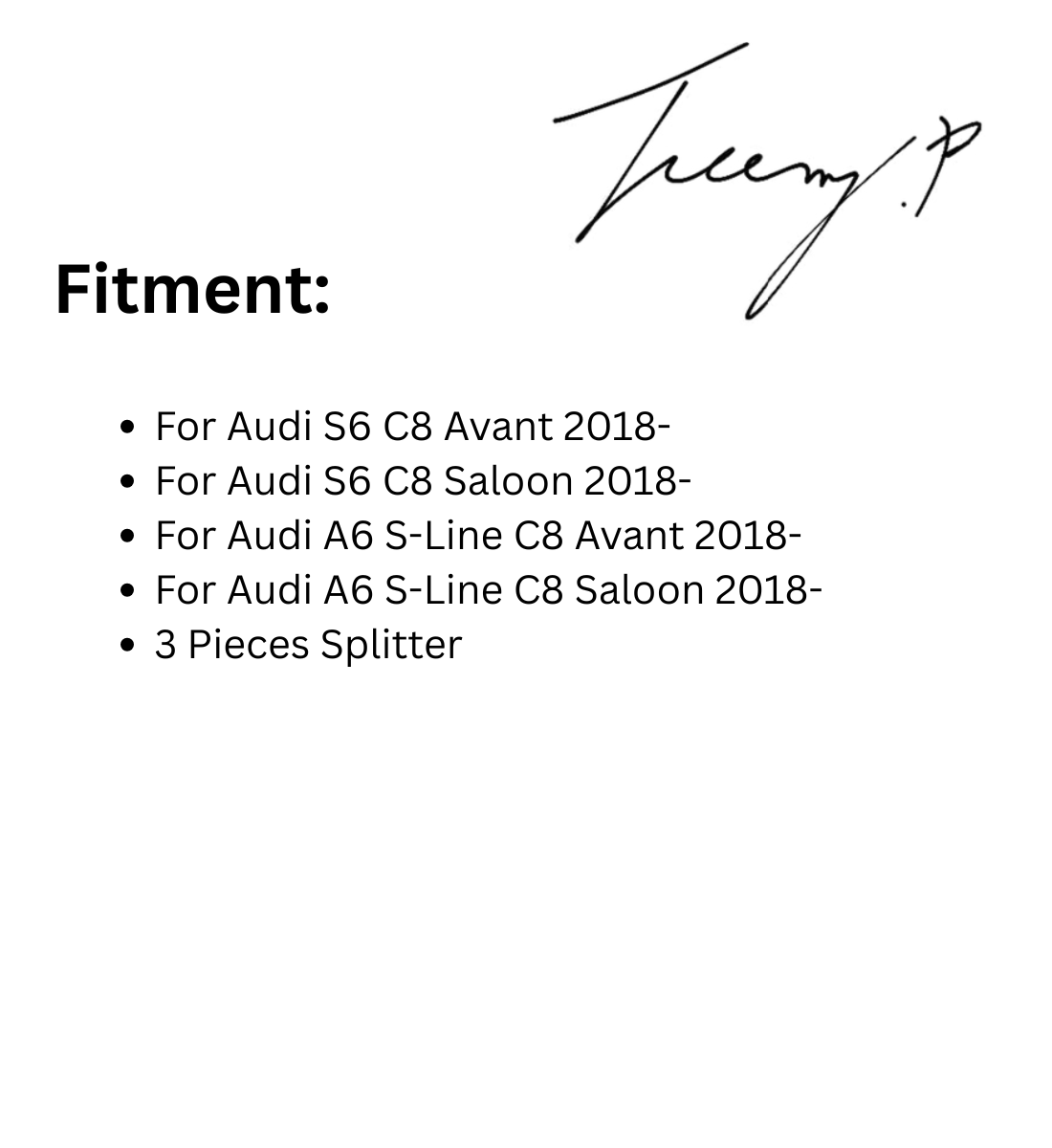 Audi A6 S6 C8 S-Line (2018–2025) Gloss Black Front Lip Splitter Spoiler Body Kit