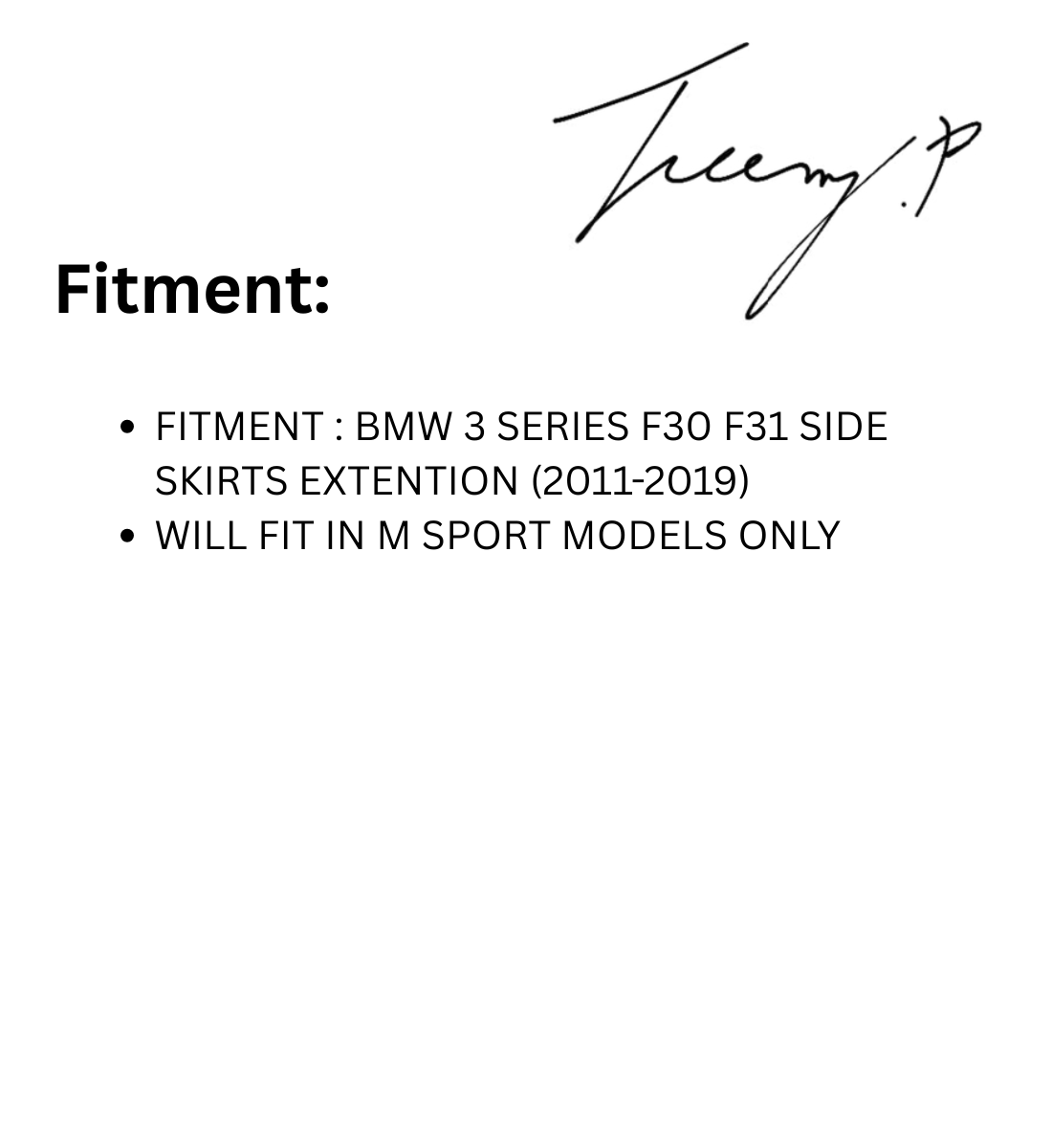 BMW 3 Series F30 F31 (2012–2019) M Sport Side Skirt Extension Gloss Black
