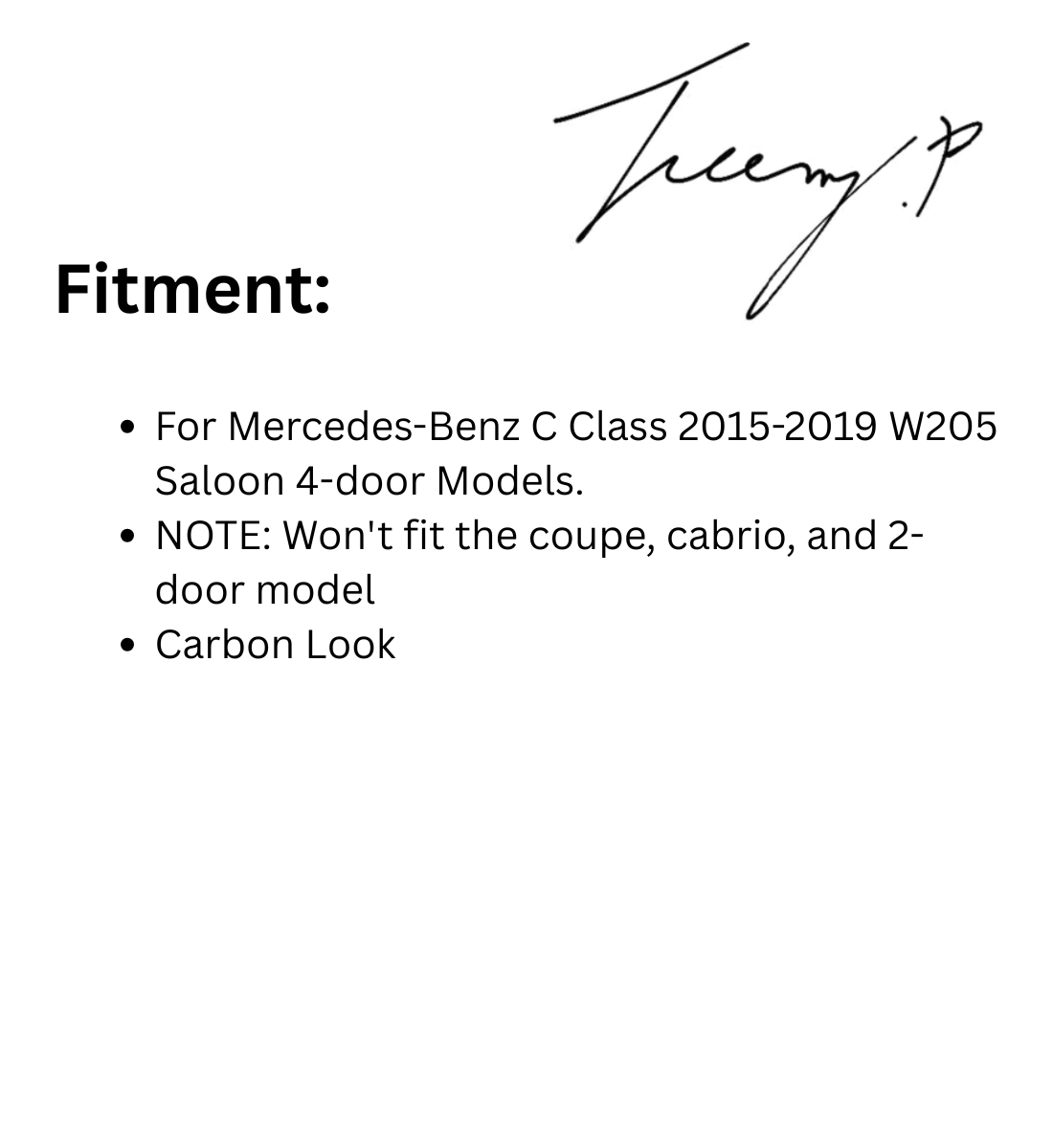Mercedes C-Class W205 (2015-2019) Carbon Fiber Look Rear Boot Spoiler
