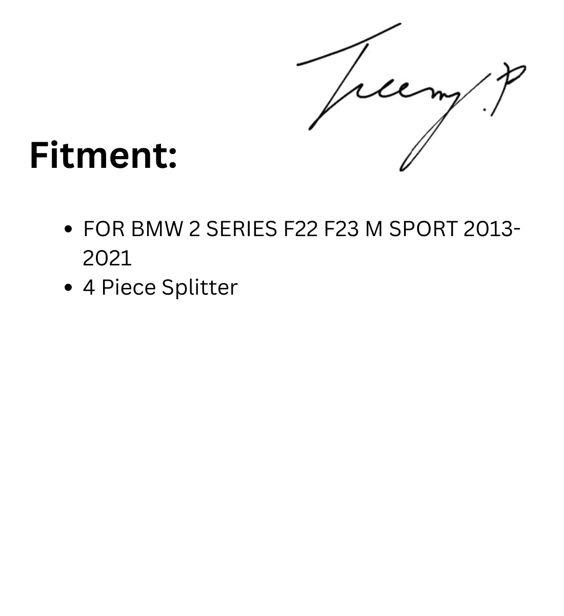 BMW 2 Series F22 F23 (2013-2021) M Sport Gloss Black Front Splitter Spoiler