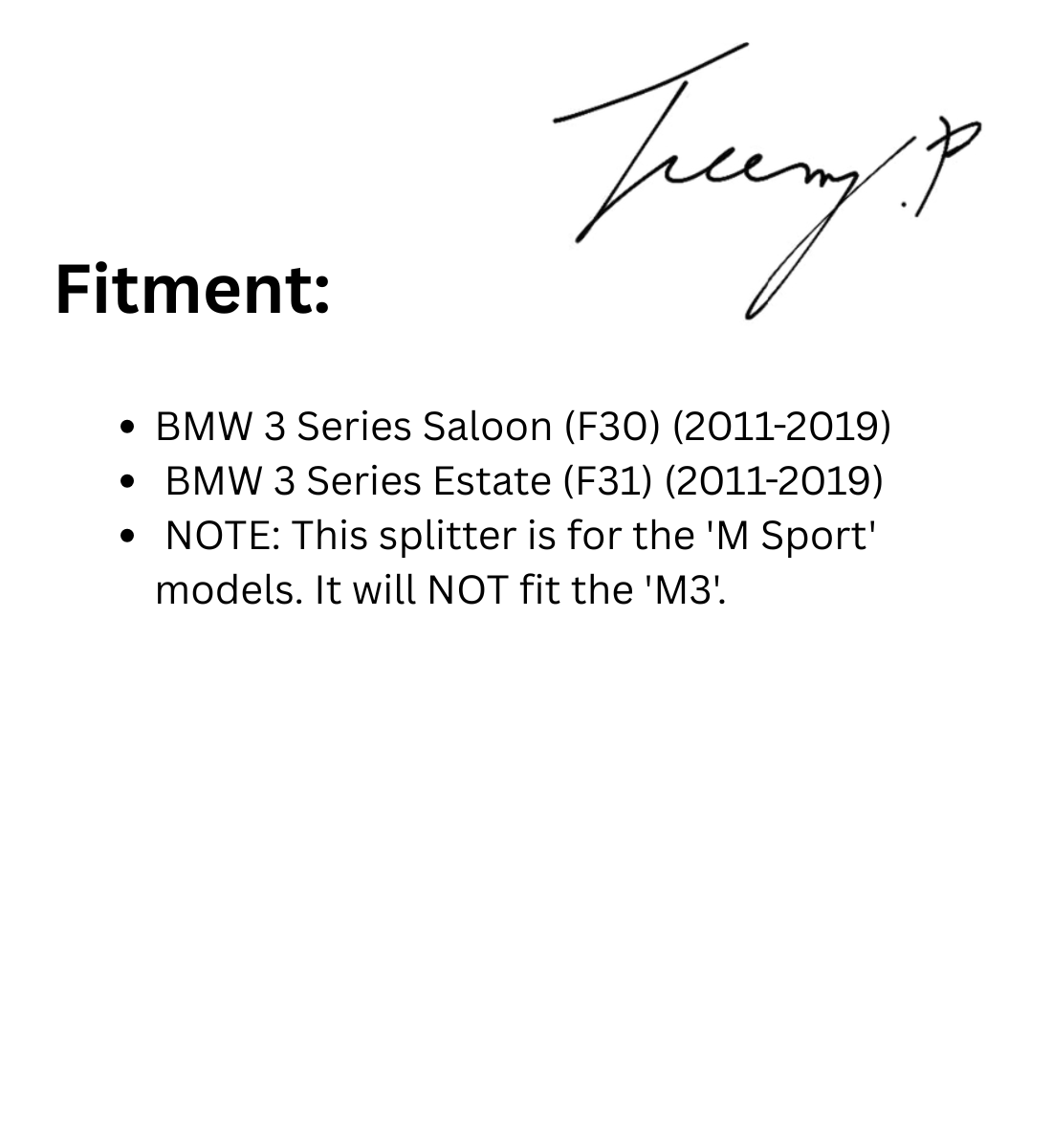 BMW 3 Series F30 F31 2012 - 2019 M Sport Carbon Fiber Style Front Splitter Spoiler Lip Body Kit