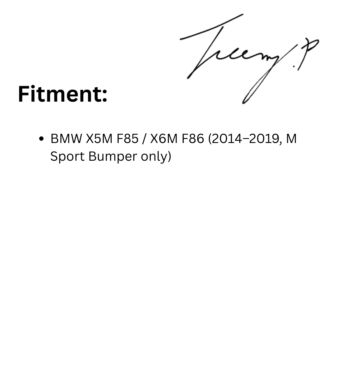 BMW X5M F85 / X6M F86 (2014–2019, M Sport Bumper only)