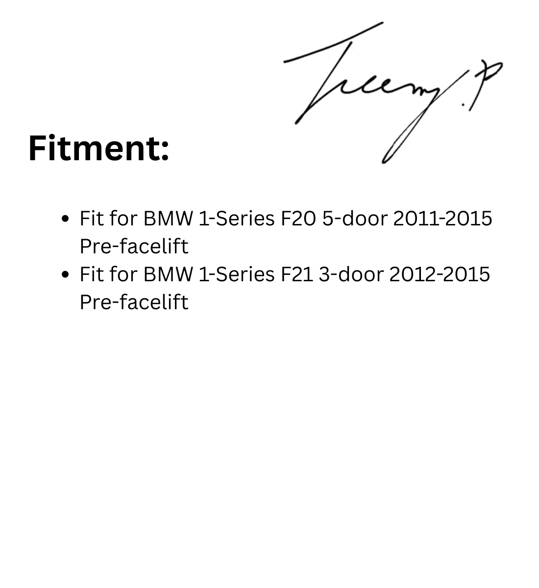 BMW 1 SERIES F20 F21 PRE LCI 2011 - 2014 BLACK FRONT KIDNEY GRILLE BODYKIT