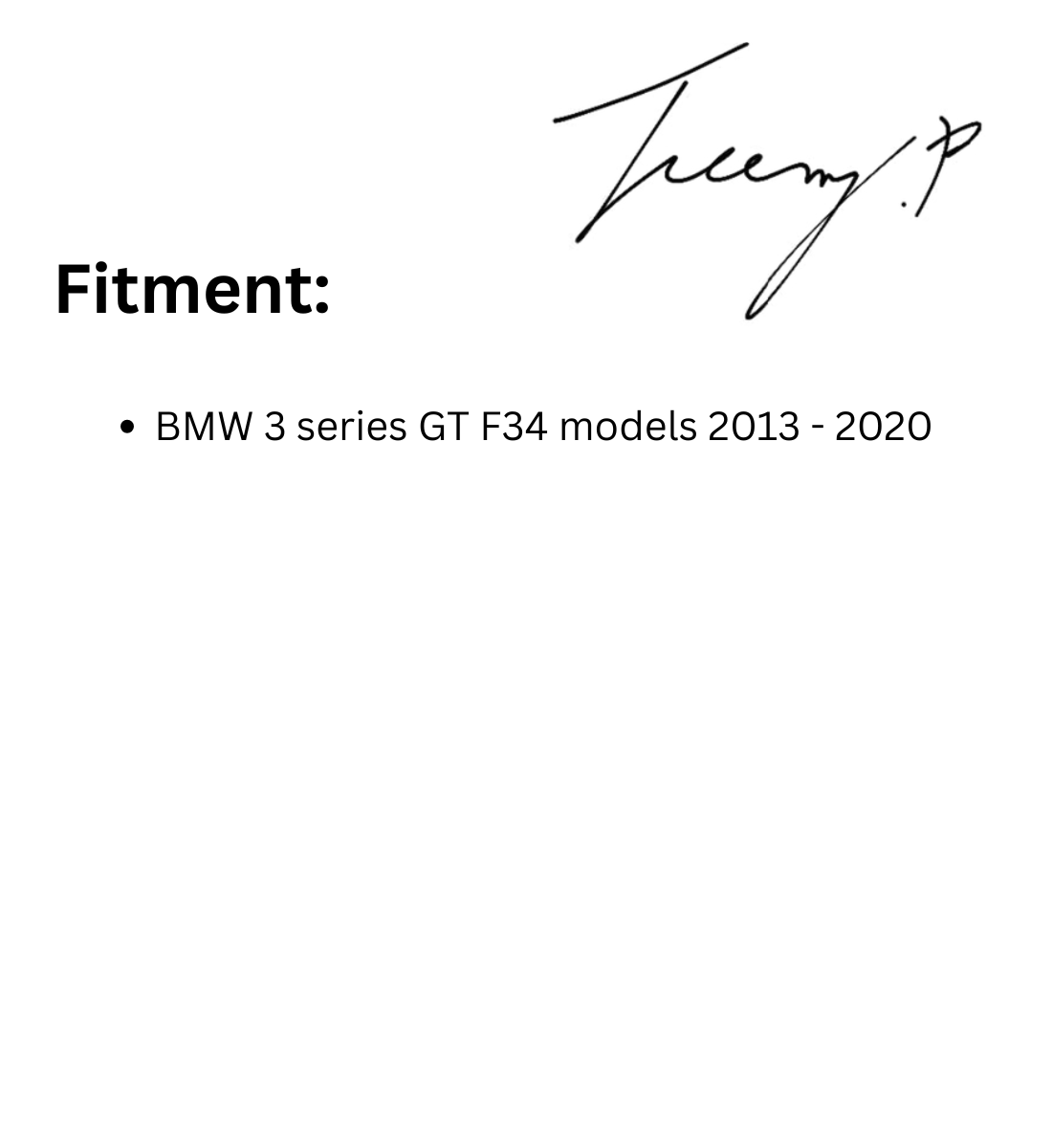 BMW 3 Series F34 GT (2013–2019) Matte Black Performance Front Kidney Grilles Pair