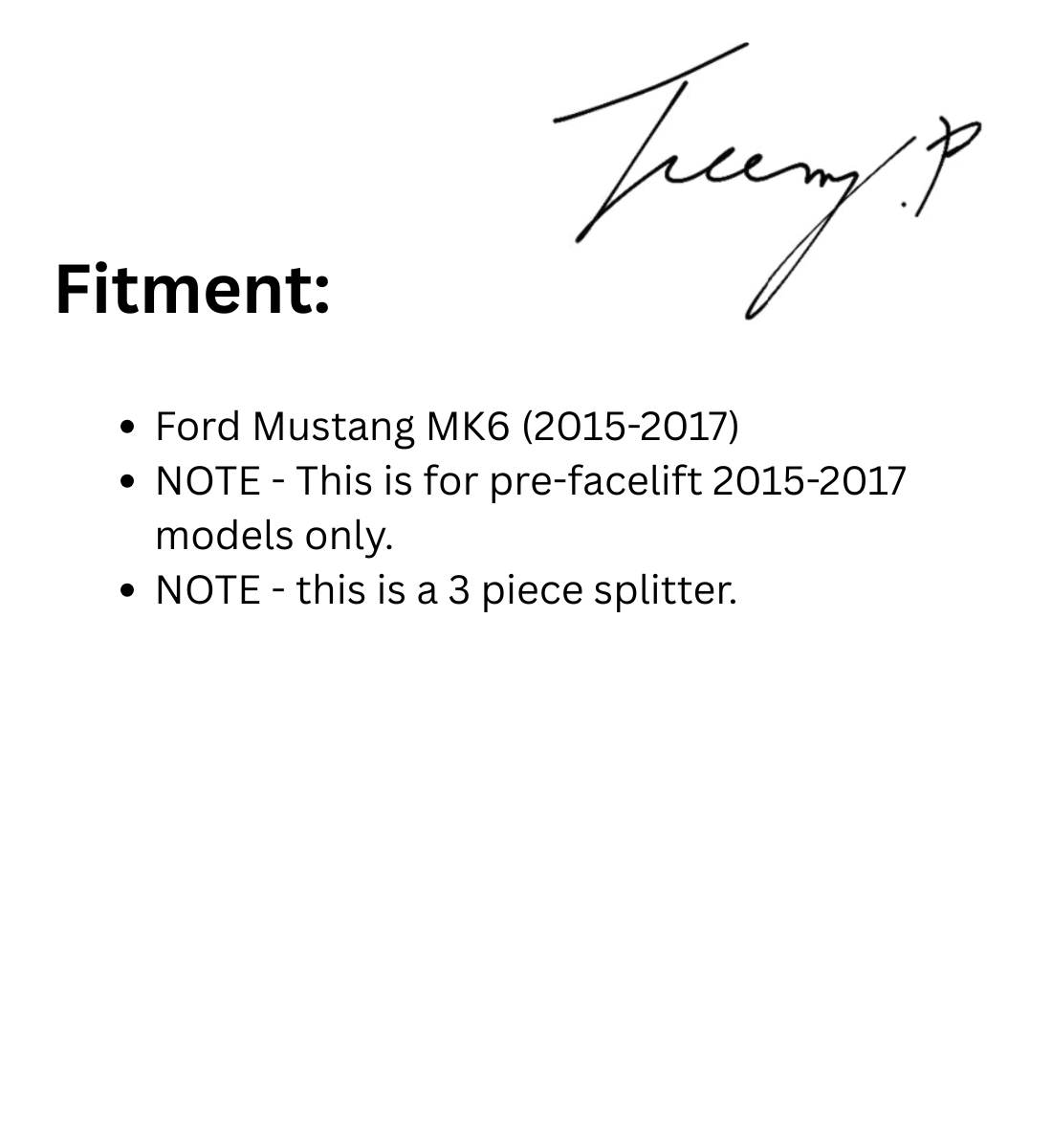 Ford Mustang MK6 (2015–2017) Gloss Black Front Splitter Spoiler Lip Body Wing