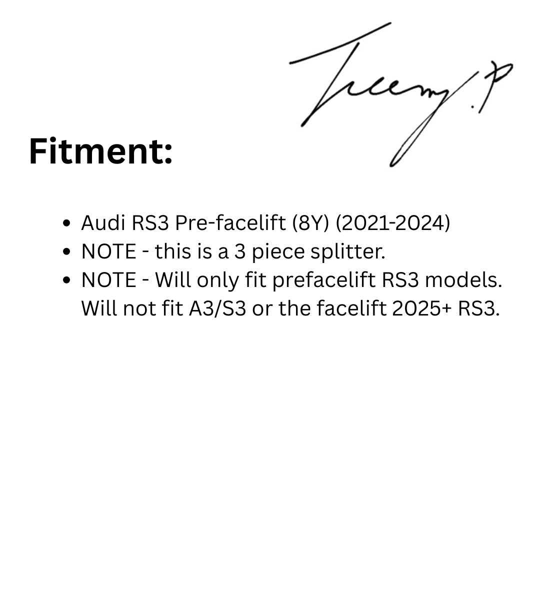 Audi RS3 8Y Prefacelift (2020–2024) Gloss Black Front Splitter Spoiler Lip