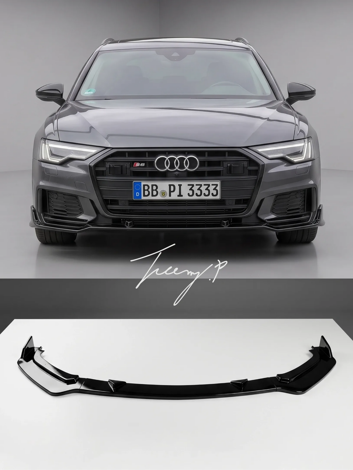 Gloss Black Front Splitter Spoiler Lip for Audi A6 S6 S Line C7 2016-2018