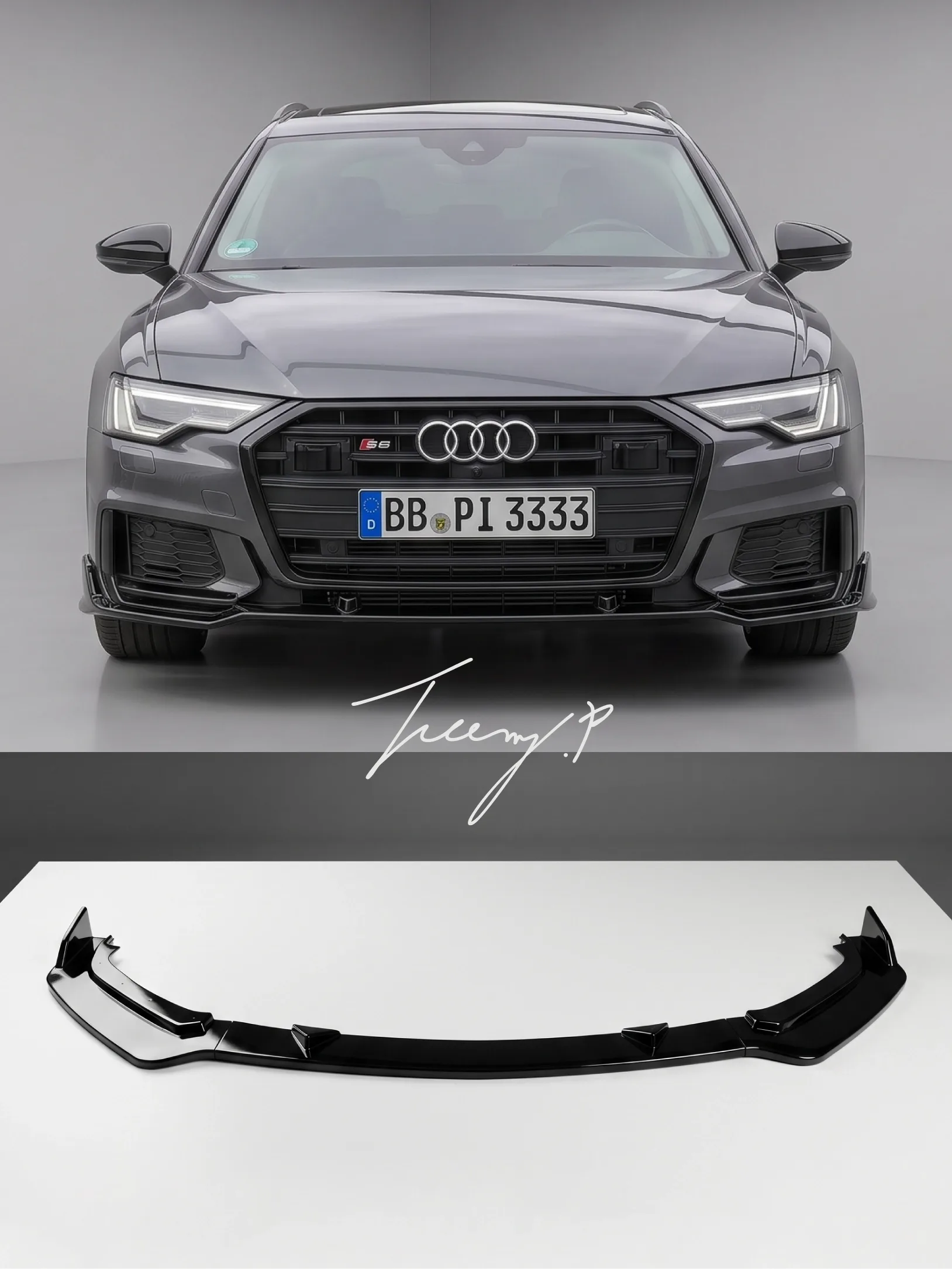 Gloss Black Front Splitter Spoiler Lip for Audi A6 S6 S Line C7 2016-2018