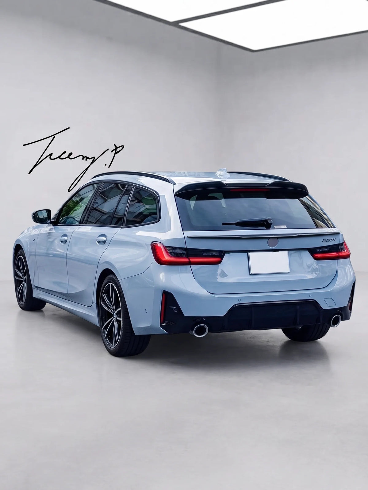 BMW 3 Series G21 Estate Touring 2019-2026 gloss black mid-trunk boot spoiler wing with aerodynamic ducktail extension