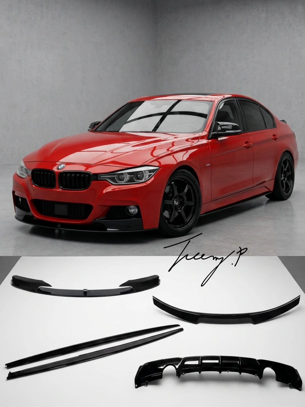 BMW 3 Series F30 2012-2018 Full Body Kit Front Lip Splitter Rear Diffuser and Boot Spoiler