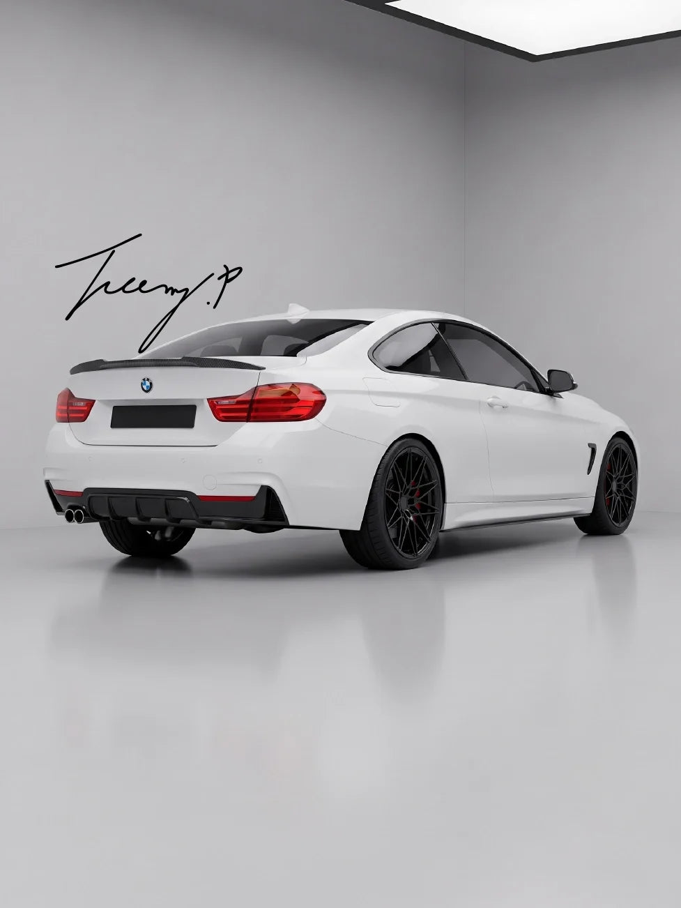 Front lip splitter, side skirts, and rear diffuser body kit installed on a 2014-2020 BMW 4 Series F32 Coupe