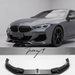 Carbon fiber-look ABS front lip splitter spoiler installed on a 2018-2021 BMW 8 Series M Sport G14 / G15 / G16