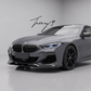 Carbon fiber-look ABS front lip splitter spoiler installed on a 2018-2021 BMW 8 Series M Sport G14 / G15 / G16