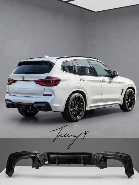 Gloss black X3M style rear bumper diffuser spoiler body kit for 2017–2021 BMW X3 G01 M Sport