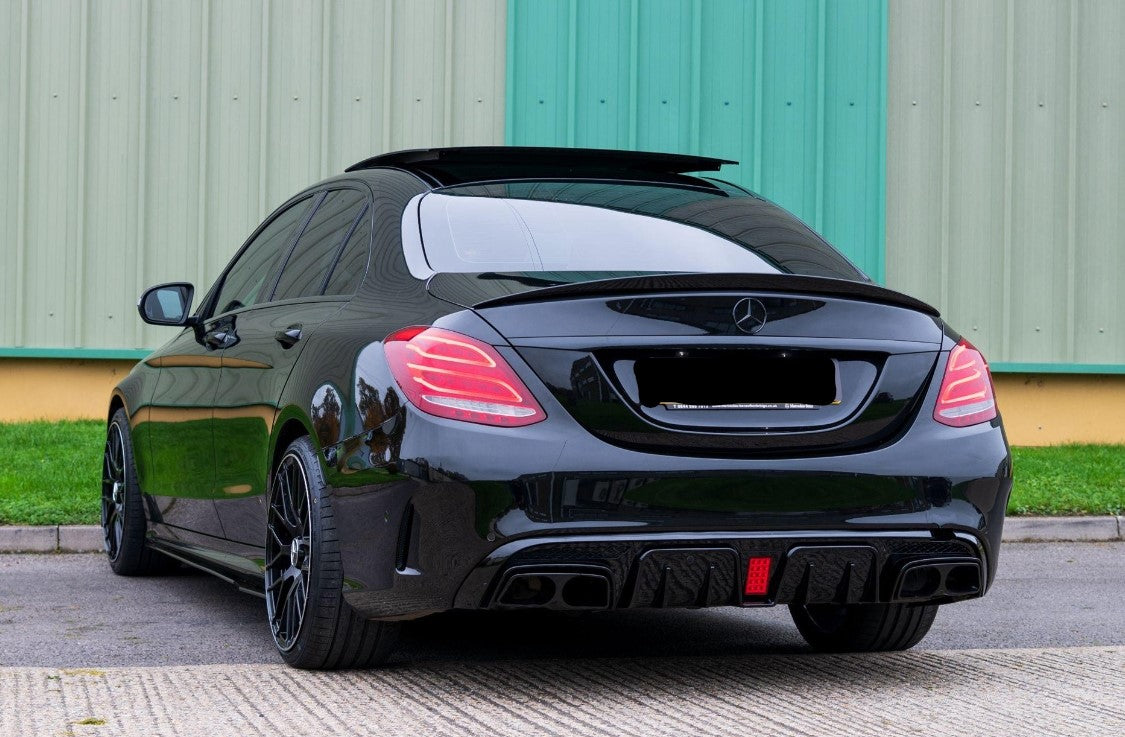 Gloss Black Brabus Rear Diffuser Mercedes Benz C Class W205 AMG Line (2014-2018)